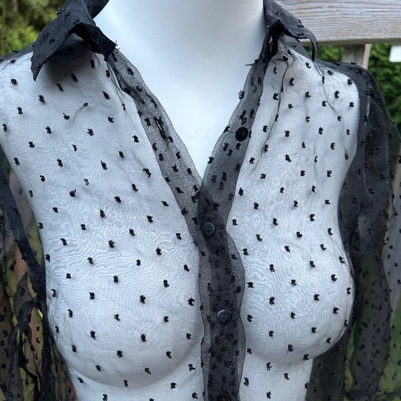 Pull&Bear⎪Polka Dot Printed Organza Shirt - Picture 5 of 9
